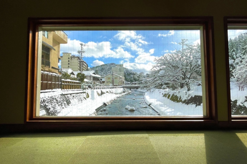【兵庫県/湯村温泉】ゆあむ専用橋より望むまるで絵画のような景色～冬～