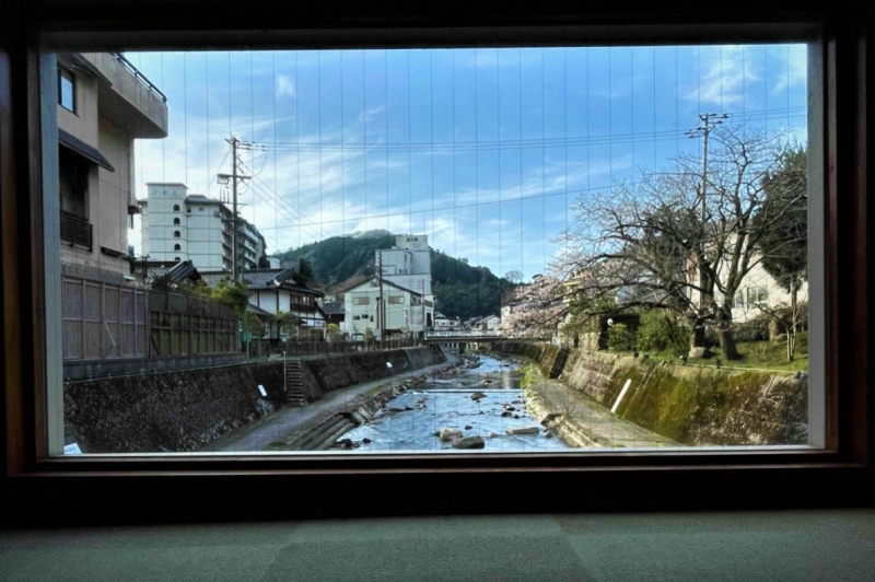 【兵庫県/湯村温泉】ゆあむ専用橋より望むまるで絵画のような景色～春～