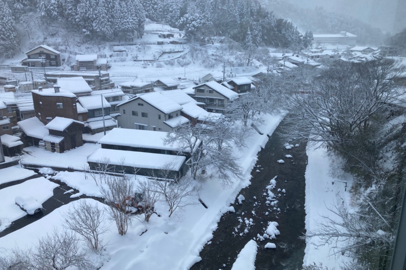 兵庫県/湯村温泉の雪景色