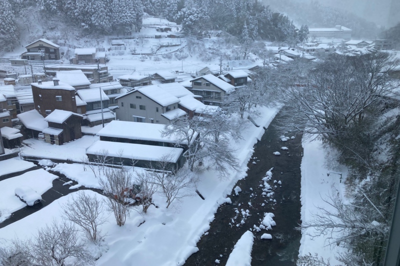 兵庫県/湯村温泉の雪景色