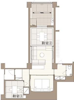 温泉半露天風呂付き客室＜かわみ＞スイート和モダンの間取り画像